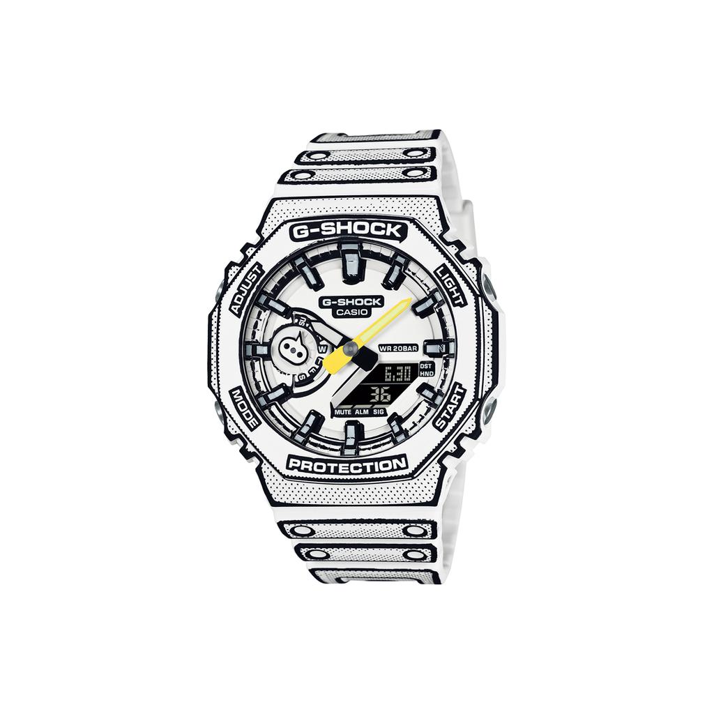 CASIO Unisex Liquid Crystal/Analog Dual Display Series White Watch GA-2100MNG