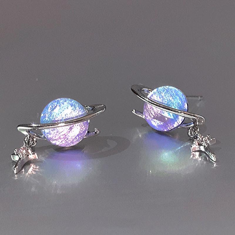 New Round Woman Earrings Planet Girl Cat Eye Personality Hundred Match Earrings Engagement Exquisite Jewellery Gifts