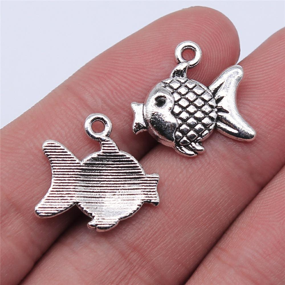 20 Stück Fisch Anhänger Antik Bronze Silber Farbe Anhänger DIY Basteln Herstellung Zubehör Handgefertigt Tibetischer Schmuck Für Schmuckherstellung