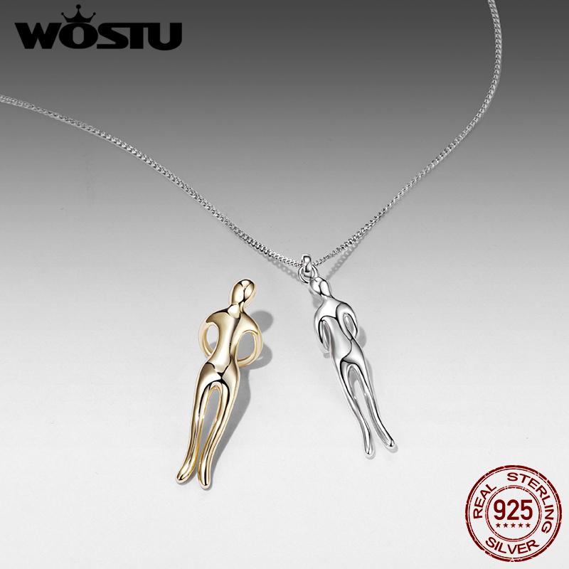 925 Massief Zilver Beste Vriend Ketting Zilver Goud Omhelzing Hanger Bijpassende Kettingen