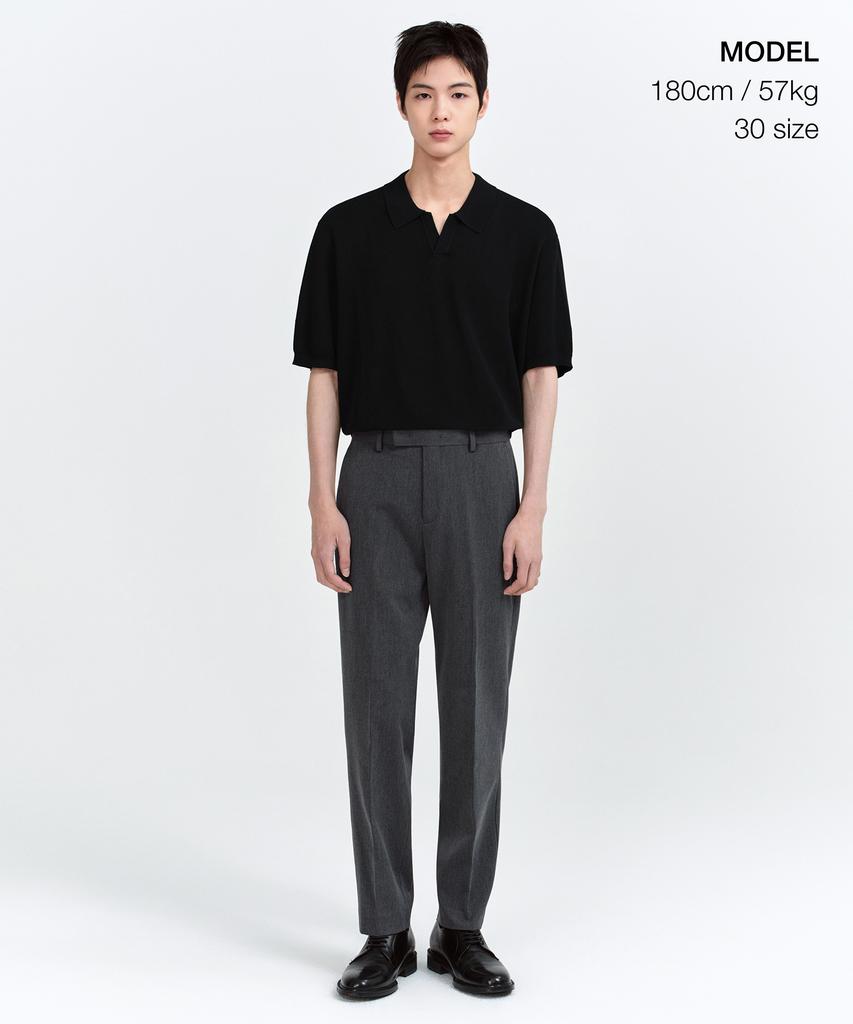 MUSINSA STANDARD Relaxed Tapered Hidden Banding Crop Slacks [Medium Gray]