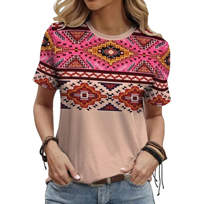 Fashion women's clothing simple short sleeves are short sleeves 3D color printing round neck T-shirt round neck short sleeves