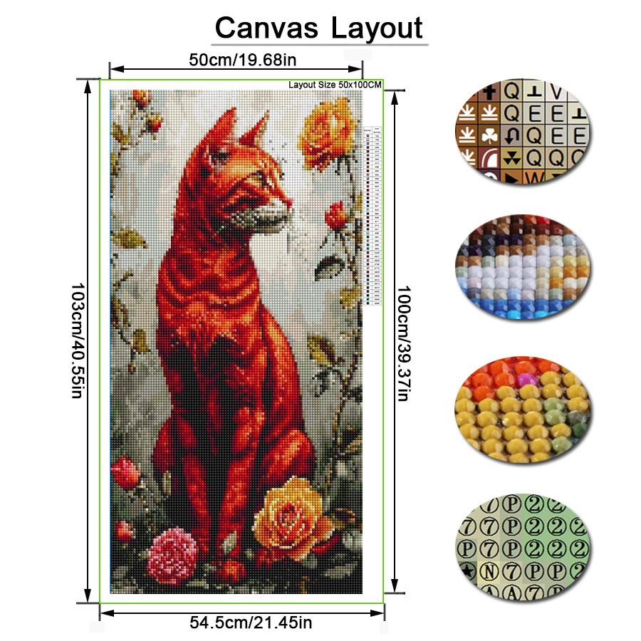 Black Red Cat Large Size Diamond Painting Animals Diy Full Square Round Drill Rhinestone Embroidery Flowers Mosaic Cross Stitch Kits Wall Decor