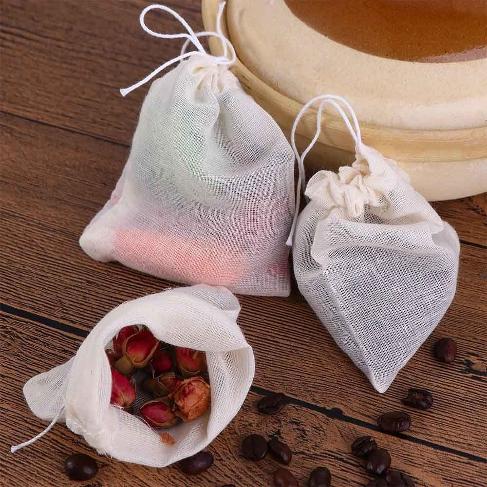 For Party Tea Wedding Home Supplies Food Packing Bags Tea Filter Portable Sachet Bag Drawstring Bags Cotton Pouch Muslin Bag
