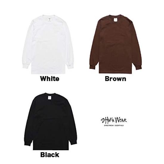 T-shirt Lourd Long Shaka Manches Longues Long Grand Big Street Noir [Shaka Wear], Épais, Porter, Uni, 7,5 oz, T-shirt Homme, T-shirt, Taille, Taille,