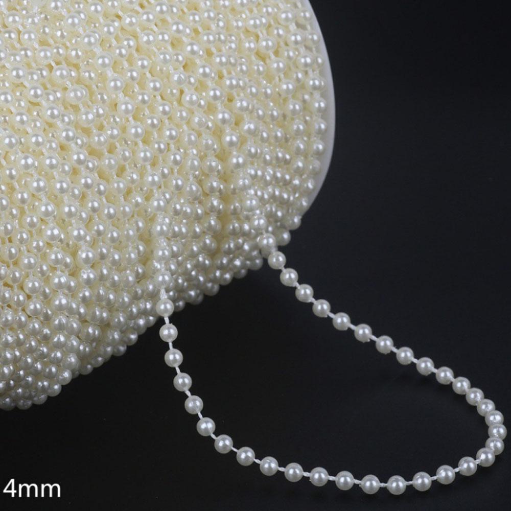 Ivory Round Pearl Beads String Trim Chain Sew Craft Faux Pearls Strand Garland Decorate Floral Centerpieces Favor Christmas Tree