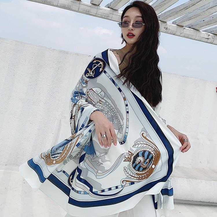 Seidenschal für den Sommer Dünner Damen Supergroßer Multifunktionaler und Vielseitiger Dekorativer Strandurlaub Sonnenschutz Großer Schal Strandtuch