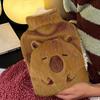 Hot Water Bottle Capybara Shape Heat Retention 1000ml Hand Feet Warmer for Neck Back Shoulder Camping Travel Men Kids Women