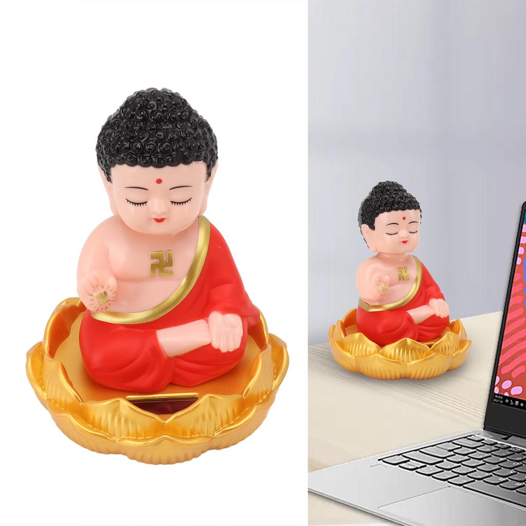 Buddha Ornament Solar Powered Light Energy Sensing Auto Nod Buddha Decoration for Home Car