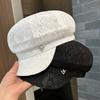 Lightweight Vintage Womens Octagonal Beret With Rhinestone Pearl Pendant Breathable Lace Hat Streetwear Office