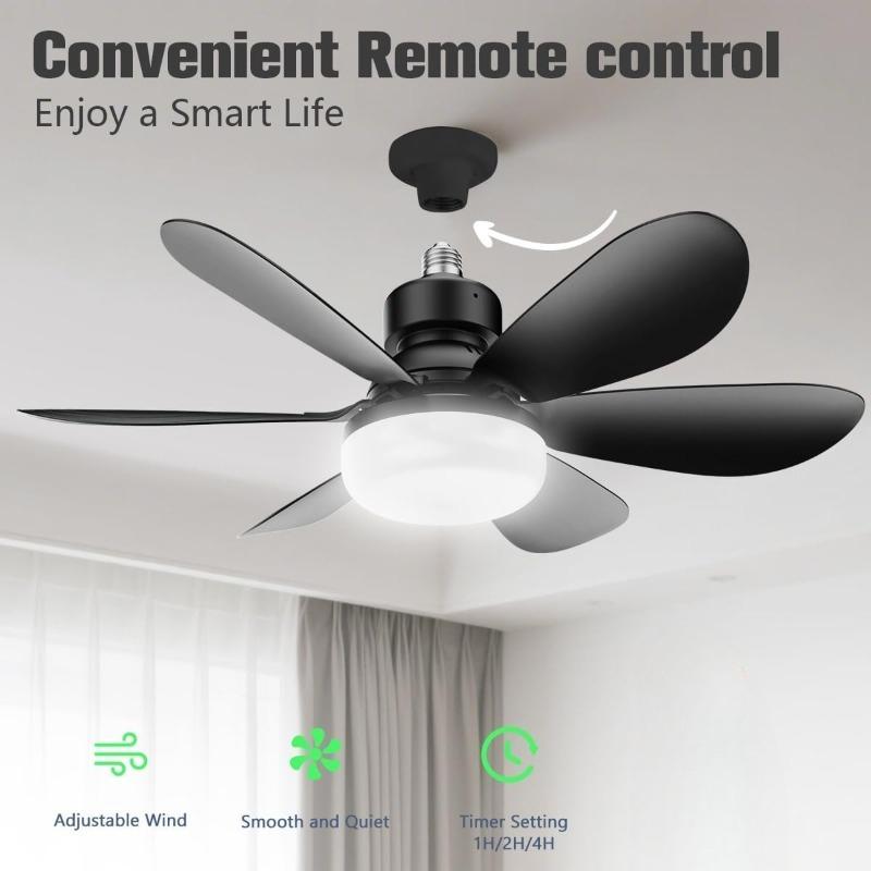 

Светодиодный потолочный светильник с вентилятором мощностью 40 Вт E27 с дистанционным управлением для регулировки яркости, подходит для гостиной, кабинета, домашнего хозяйства, 85-265 В 52cm чёрный
