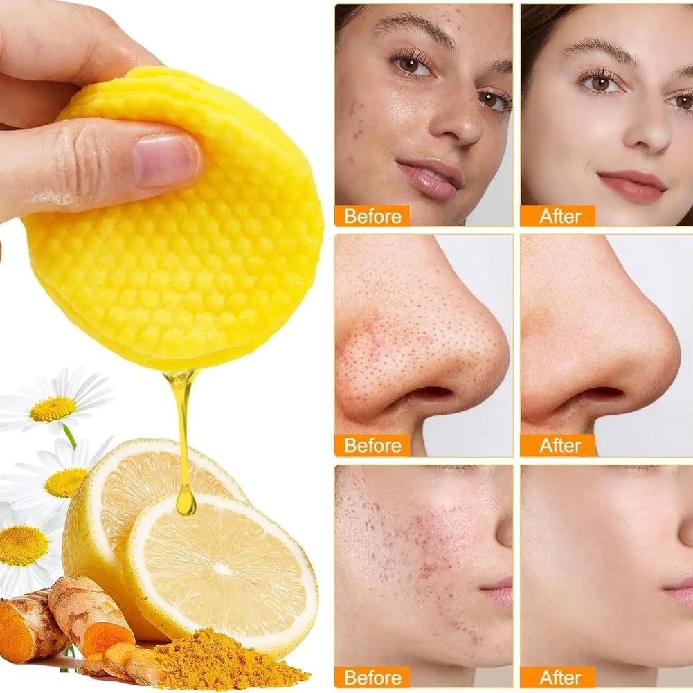 New Turmeric Kojic Acid Cleansing Pads Exfoliating Pads Facial Sponges For Cleansing Exfoliating Daily Cleansing Skin Care