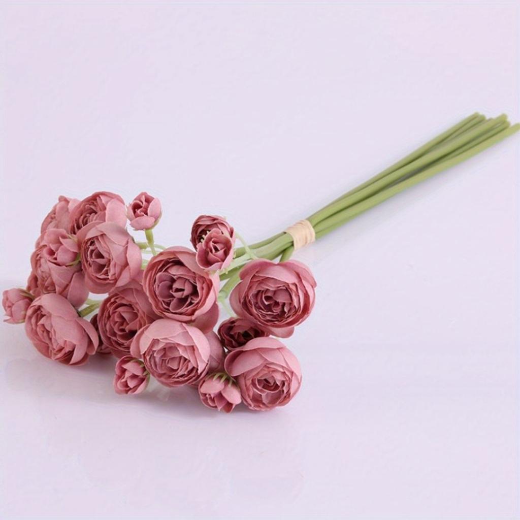 2 Bunches Ranunculus Artificial Flower Faux Silk Flowers for DIY Bouquet Fake Wedding Filler Flowers for Centerpieces Bridal Shower Decorations