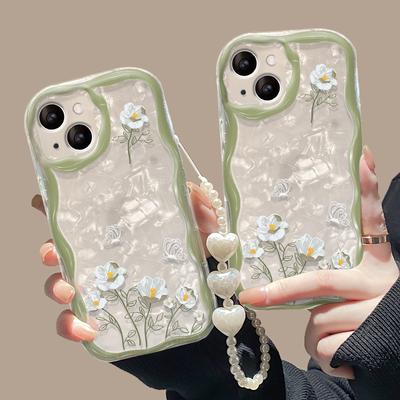 Weiße Bouquet Blumenkette Geeignet für IPhone14/13 Handyhülle Apple 15promax Transparent 7/8plus Silikon