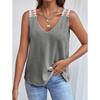 Women's New Solid Color Waffle Lace Splicing Casual Vest T-shirt Top For European American