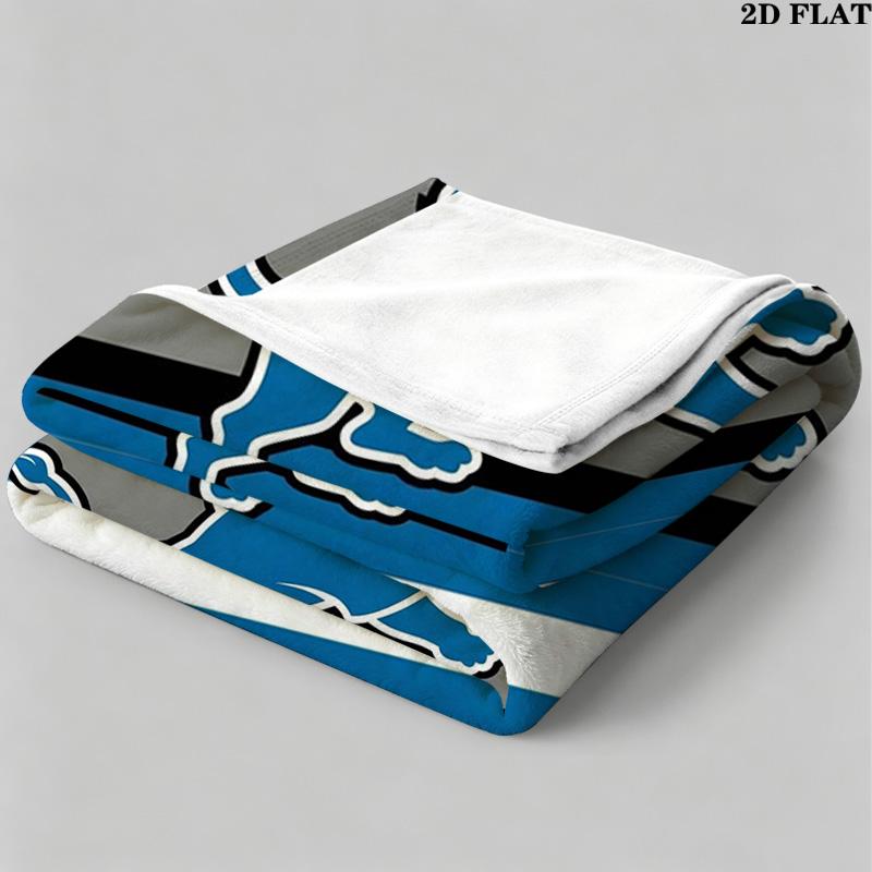 Detroit Lions Logo Print Flannel Blanket High Quality Warm Comfortable Cover for All Seasons Perfect for Gifts Home Decor