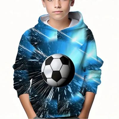 Kindermode Fußball 3D gedruckt Jungen Casual Kapuzenpullover Sweatshirt für Frühling Herbst Kinder Tops Kleidung