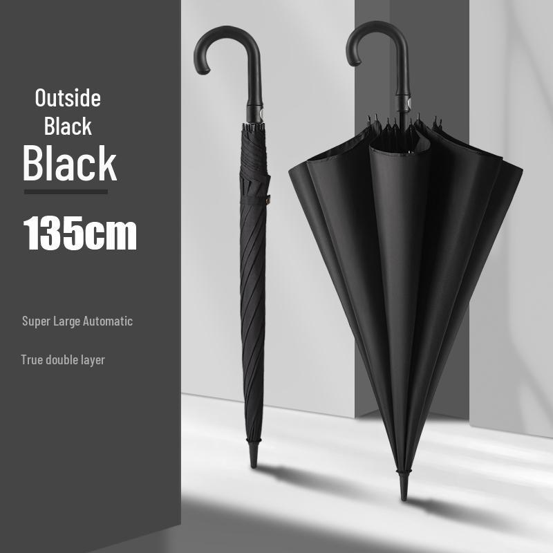 Extra Large Double Layer Automatic Umbrella for Two, Reinforced Long Handle, Stormproof and Sturdy