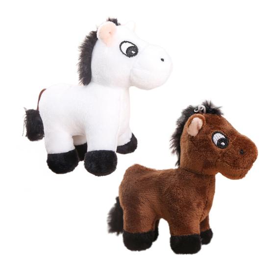 Cute Cartoon Plush Horse Doll Keychain Miniature Stuffed Animal Keyring Bag Pendant Stress Relief Toy