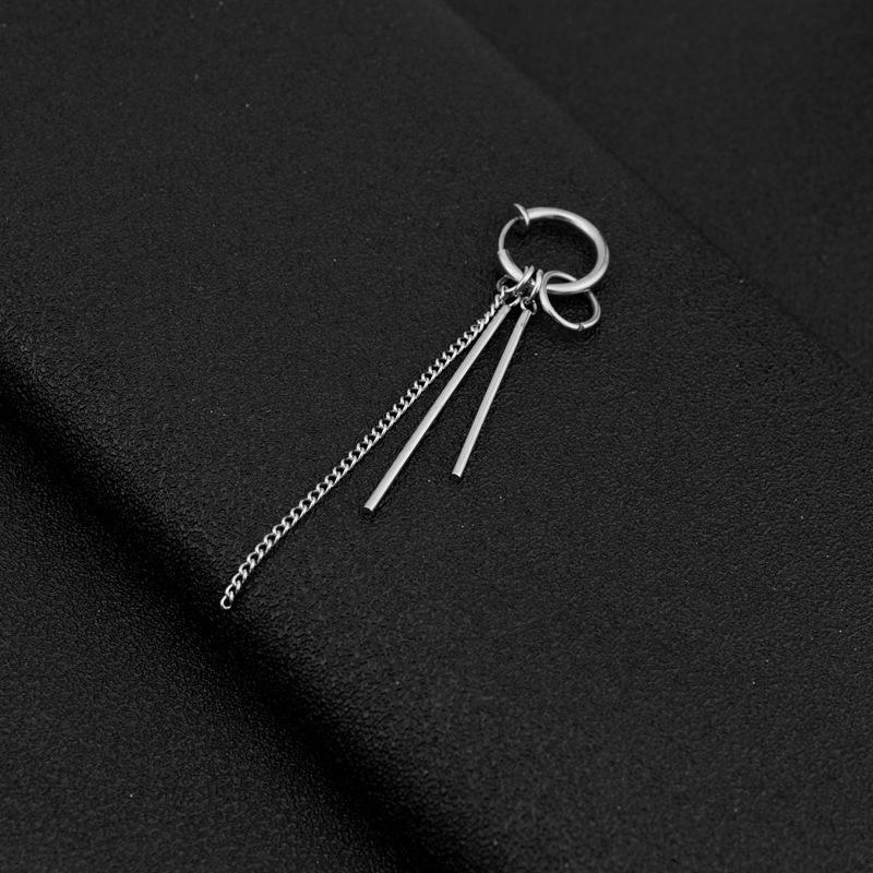 Neue Mode Edelstahl Lange Kette Quaste Pendent Ohrringe Hoop Persönlichkeit Ohr Clips für Unisex Hip-Hop Punk Rock Trendy