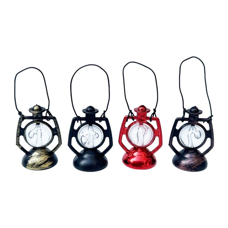 Vintage Miniature Kerosene Oil Lamp 1/12 Dollhouse Furniture Realistic Baron Lantern Girls Toy DIY Moss Landscape Kits