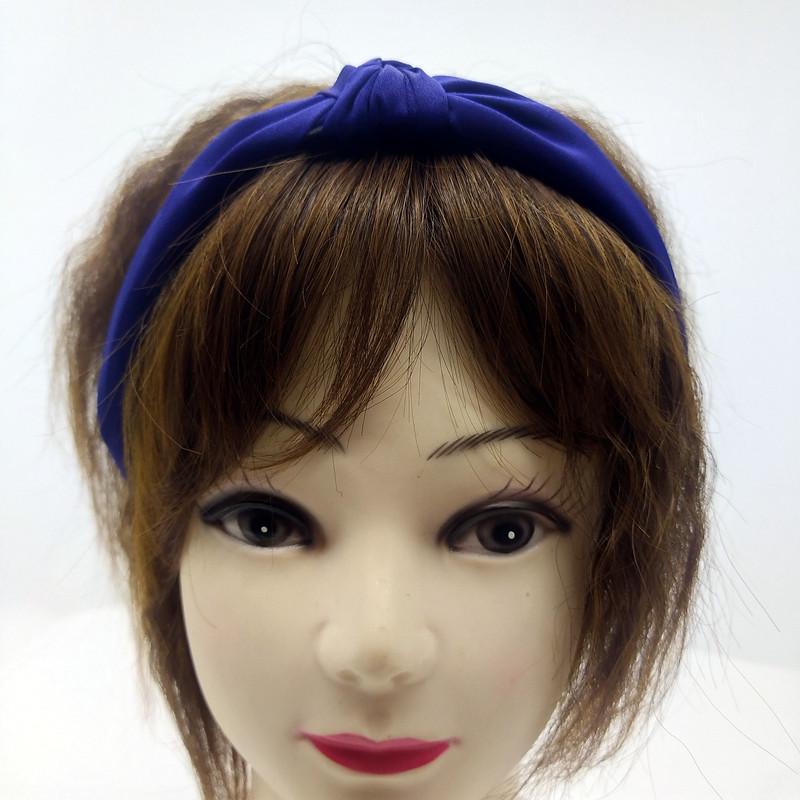 

Трендовая повязка для волос с широким краем: Свежий дизайн ткани темно-синий