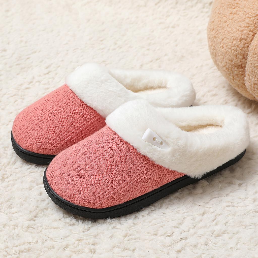 Plush cotton slippers bag head warm couple cotton slippers non-slip flat bottom soft bottom slippers cotton home cotton mop