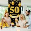 50th Birthday Decorations for Men & Women – Happy 50th Birthday Banner Backdrop, Fabric Yard Sign, Table Cloth, Photo Booth Props for Indoor