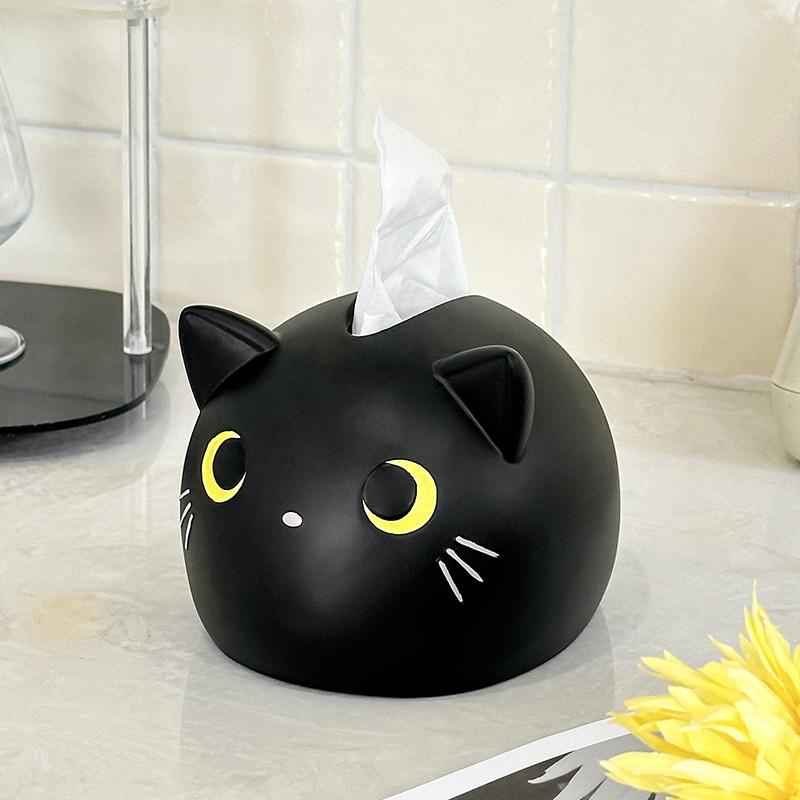 Cute Cat Tissue Box Luxury Paper Cover Kitten Car Living Tissue Paper Holder Desktop Home Kitchen Napkin Organizer Craft Ornamen