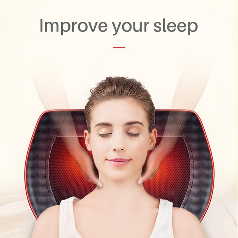 Electric Car Home Neck Massager Cervical Massage Kneading Shiatsu Massage Pillow with Vibration Heating for Neck Back Waist Body Relieve Pain
