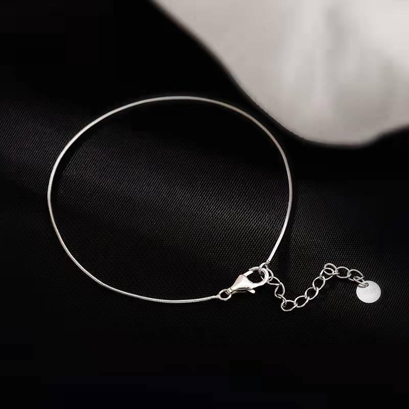 Beixi S925 Sterling Silver Snake Bone Bracelet - Simple, Elegant Korean Style for Women S925 Sterling Silver
