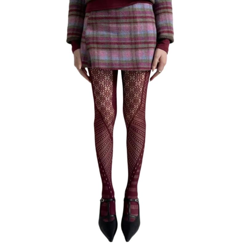 Winter Autumn Women s Irregular Geometric Patterned Fishnet Pantyhose High Elastic Sheer Mesh Tights Stockings Hosiery