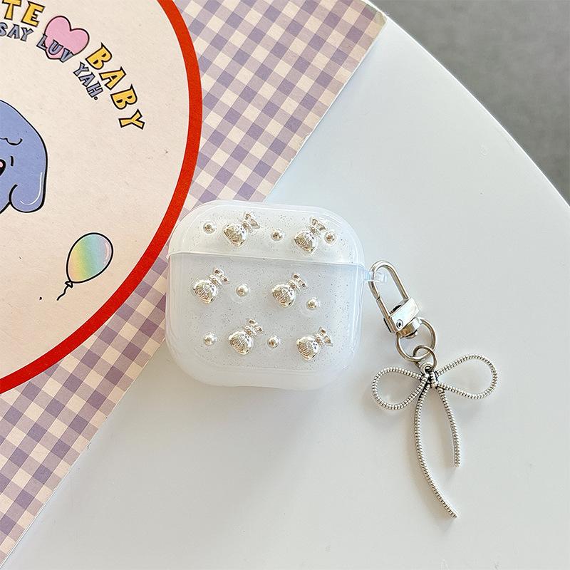 

Applicable To Apple Airpodspro3 Bluetooth Headset Protective Case Airpods4Th Generation Flower Star Bow Tie Pendant Airpods 1/2 generation