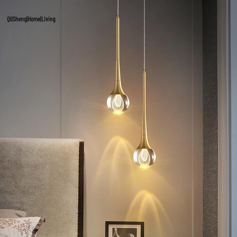 Nordic Crystal Single-Head Pendant Light for Bedroom or Dining Room