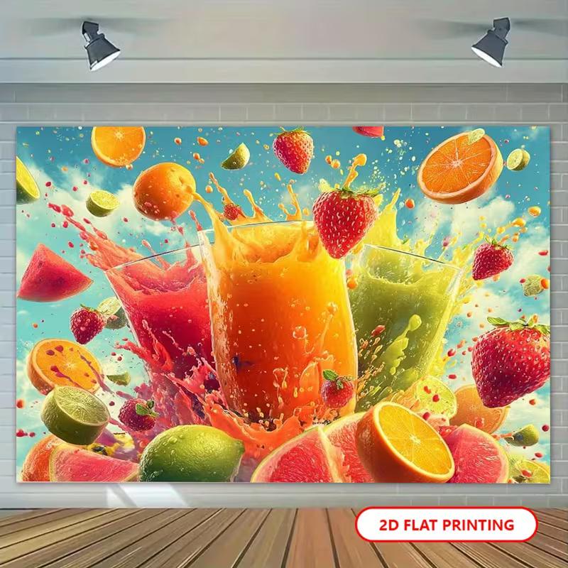 

2D Fresh Tropical Juice Backdrop - Colorful Fruit Splash Background for Food Photoshoot 47.2x31.5inch/120*80cm