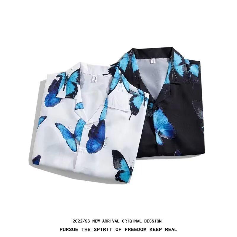 Pánská retro košile, pánský letní outfit, studentský volný střih, výklenek, neformální pánský top, svrchní oblečení, plážový top