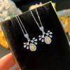 Luxury Women Jewelry Set with Colorful Teardrop Yellow Diamond Earrings and Necklace Full of Sparkling Stones