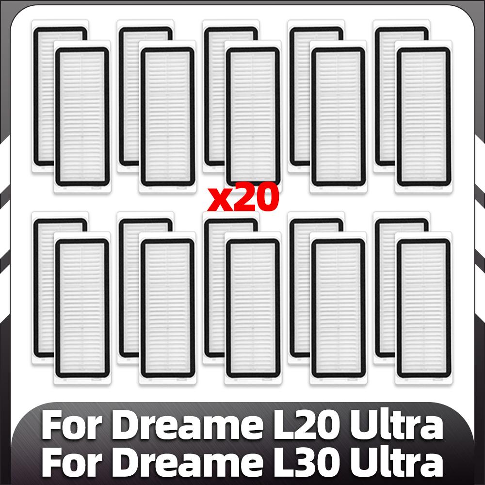 For Dreame L20 Ultra / L30 Ultra / X20 Pro Robot Vacuum Parts Main Side Brush HEPA Filter Mop Pad Dust Bag Spare Accessories