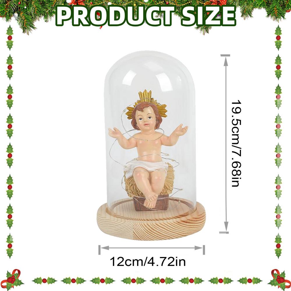 Jesus Figures Luminous Resin Saint Baby Jesus Figurine With Light Glowing Collectible Figurines Decoration For Home Christian