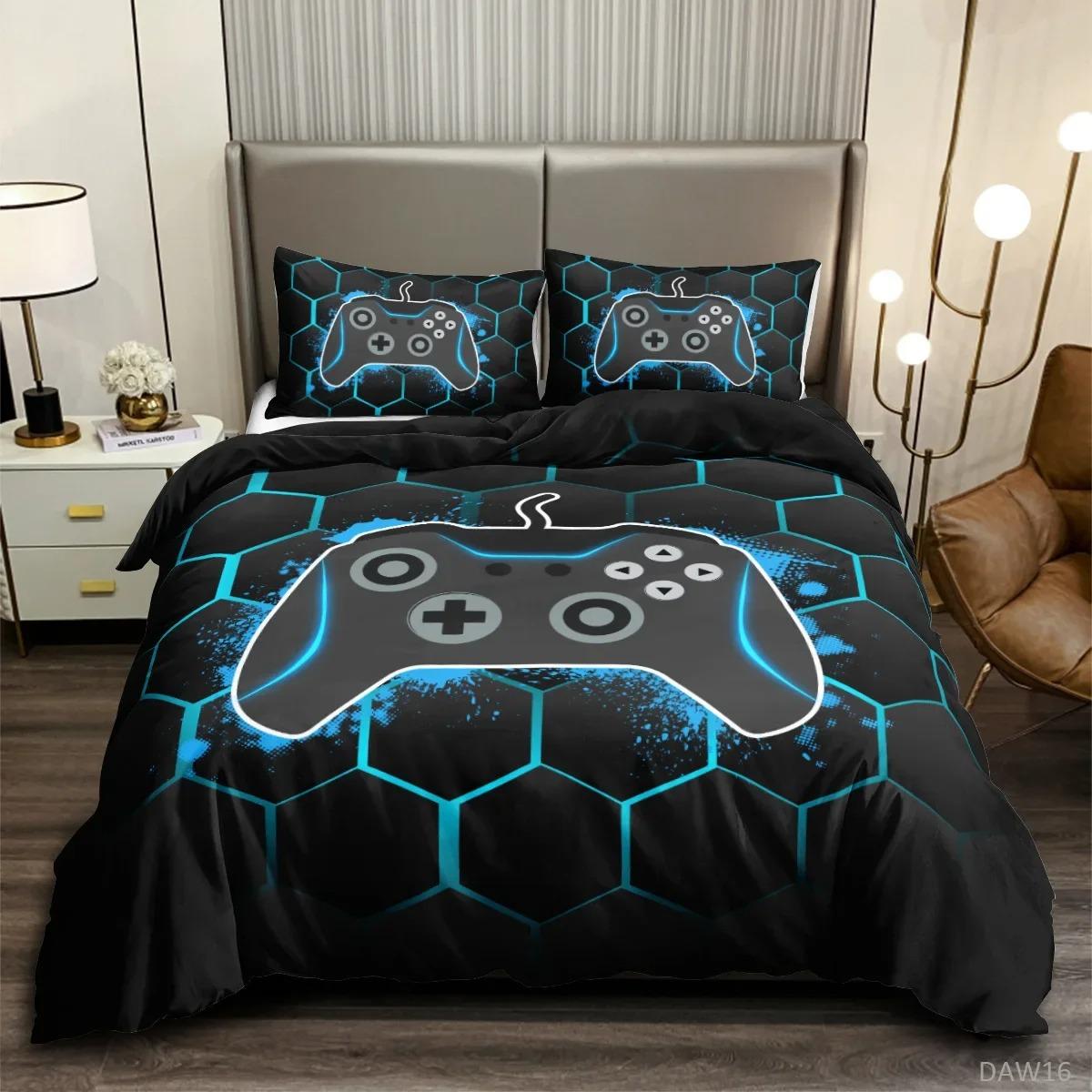 

Teens Video Games Comforter Duvet Cover King Gamepad Controller Bedding Set Youth Game Bedding Set 3D Polyester Quilt Cover 70x133cm 2pcs