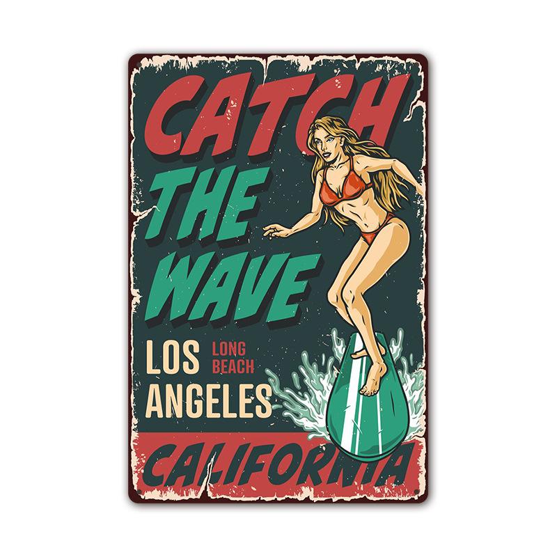 Vintage Tin Art of Summer Beach Scenes: Ideal Wall Murals for American Bar Backdrops and Home Decor