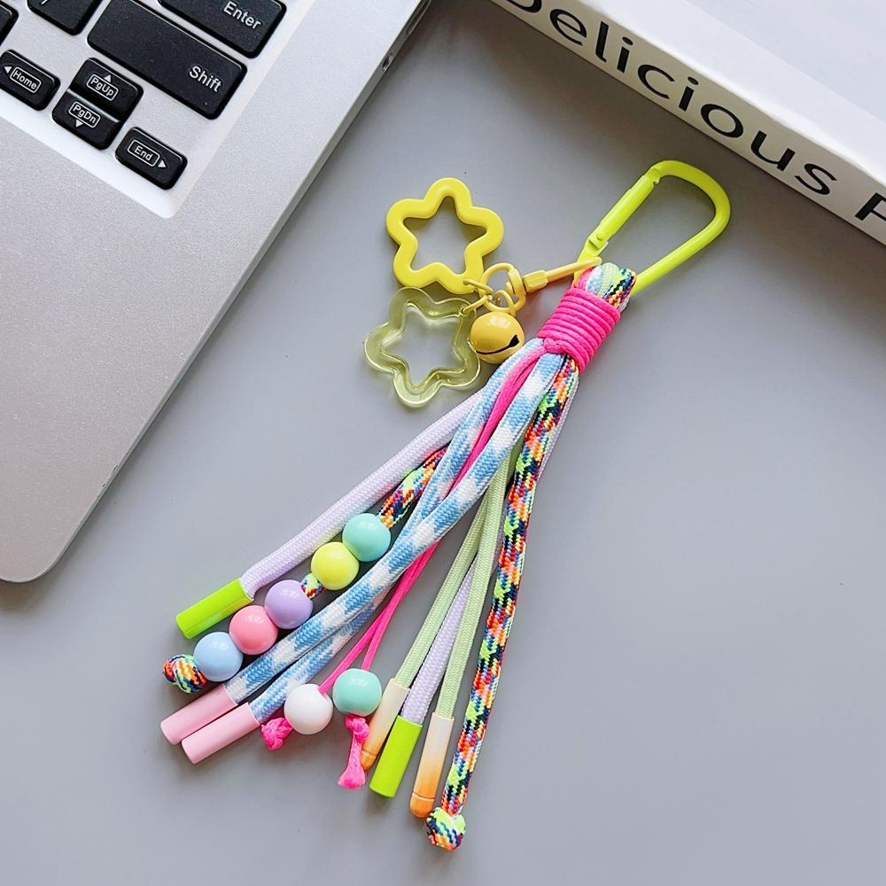 Nueva Correa de Cordón Trenzado Universal para Teléfono Móvil Cadena Colgante de Estrella Linda Anillo de Cadena Cordón con Parche Correa de Muñeca Teléfono Móvil Desmontable