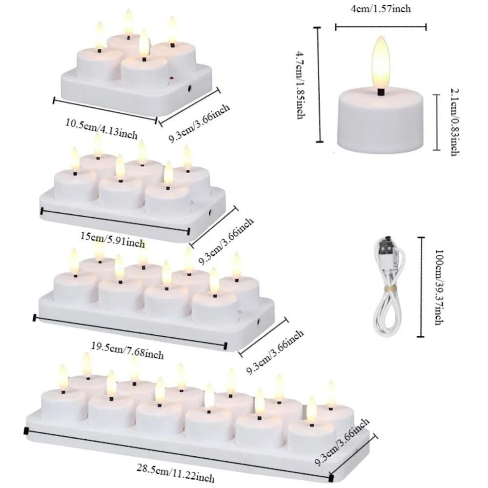 4/6/8/12 PCS Remote Control Christmas LED Candle Light Rechargeable Warm Yellow Electronic Candle Flameless Tea Light Decoration