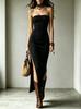 European and American I Pure Desire Wind Tube Top Long Dress, Skin-friendly Elastic Chest Wrap Split Hanging Dress Women's Clothing Women's Summer