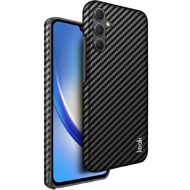IMAK Ruiyi Series for Samsung Galaxy A54 5G Carbon Fiber Texture Back Cover PU Leather Coated PC Phone Case