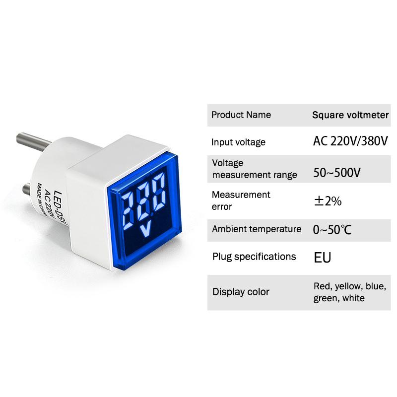 1 buc. Priză UE LED Monitor Digital Casnic AC 50V~500V Voltmetru Indicator Luminos Circular Universal AC220V
