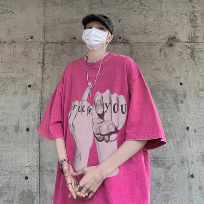 Vintage tričko s krátkym rukávom, prané v 100 % bavlne, predná potlač Streetwear HipHop Harajuku nadrozmerné tričká