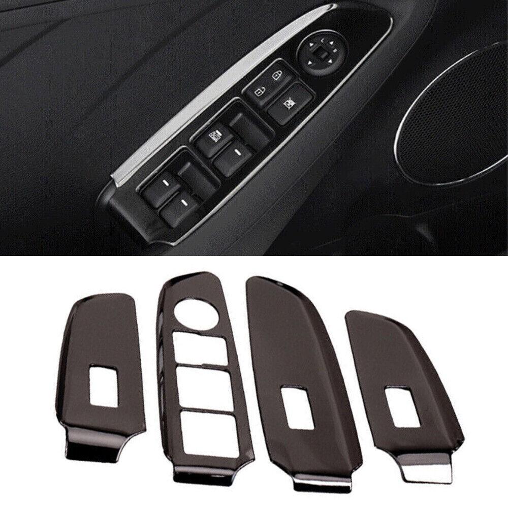 For Kia K3 Forte 2014-2018 Black Steel Inner Door Window Switch Lift Cover Trim