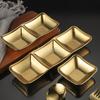 4 Pcs Stainless Steel Sauce Dish Square Multi Compartment Hot Pot BBQ Restaurant Sushi Soy Sauce Seasoning Dipping Bowls