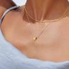 Women Necklace Double-layer Letter Pendant Adjustable with Extended Length Hollow Chain Stainless Steel Lady Clavicle Necklace Neck Jewelry
